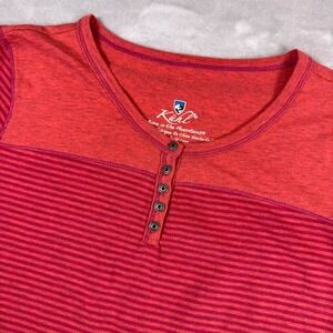 Kuhl Women's Red Striped Short Sleeve Henley T-Shirt Size S